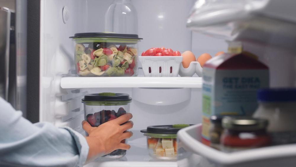 Madopbevaringsboks vakuum - FoodSaver Oval 1,2 l, sort/transparent billede