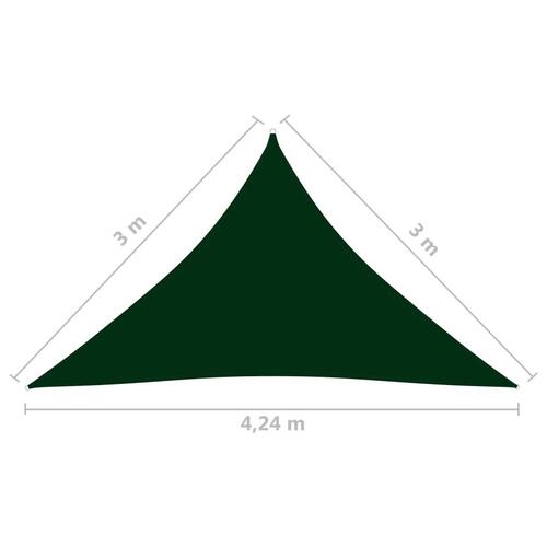Solsejl 3x3x4,24 m trekantet oxfordstof mørkegrøn