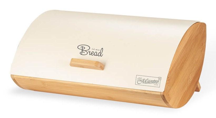 Brødkasse Maestro MR-1775, elfenbensfarvet med bambus og metal