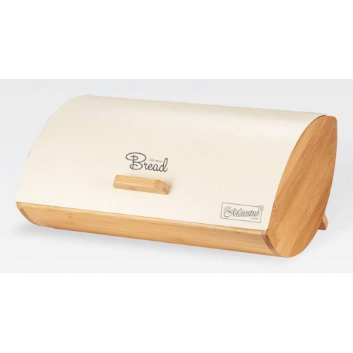 Brødkasse Maestro MR-1775, elfenbensfarvet med bambus og metal
