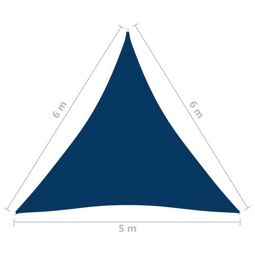 Solsejl 5x6x6 m trekantet oxfordstof blå