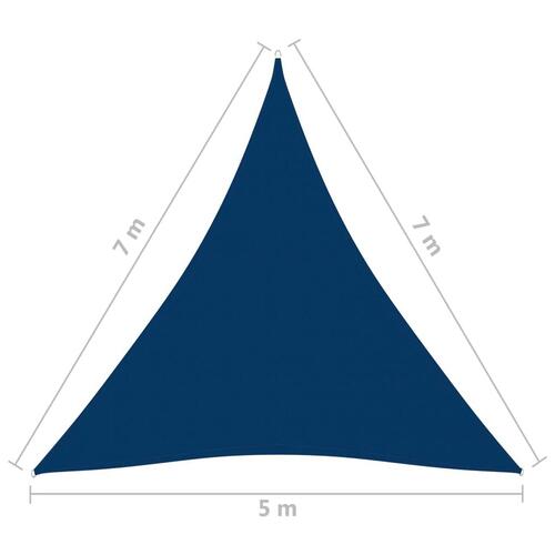 Solsejl 5x7x7 m trekantet oxfordstof blå