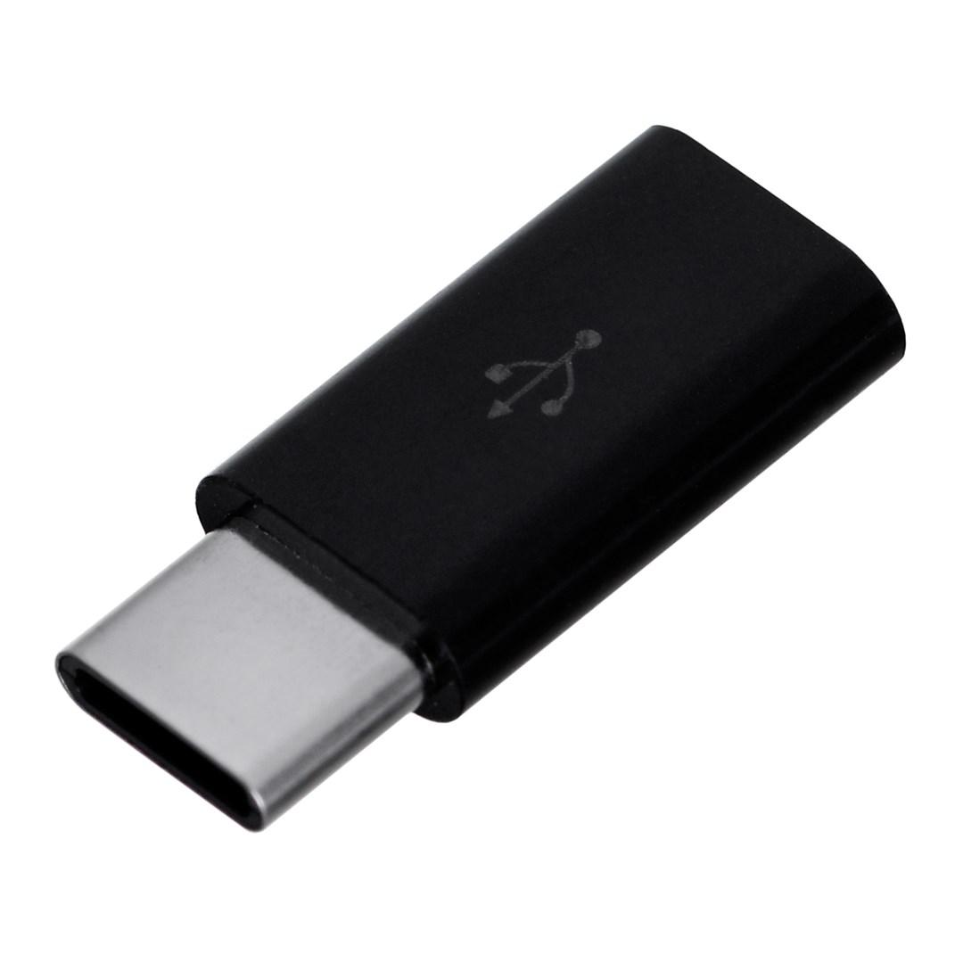 USB-C adapter – Savio Micro USB til USB-C (sort) billede