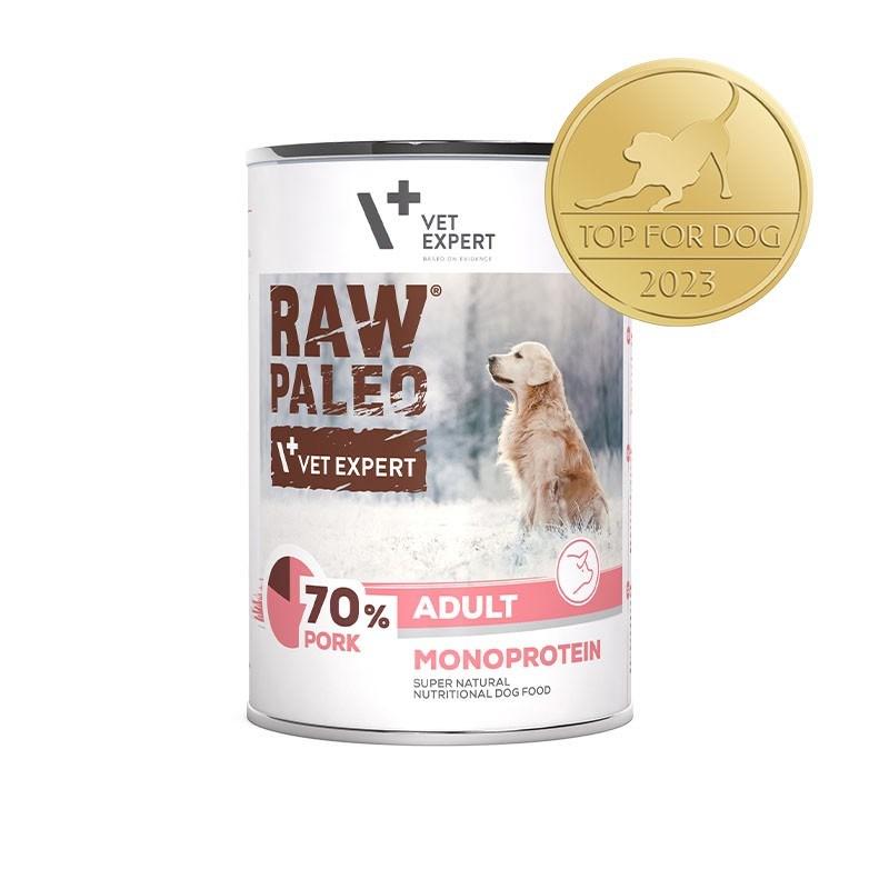 Hundefoder vådfoder – VetExpert Raw Paleo Adult Monoprotein Svinekød 400 g
