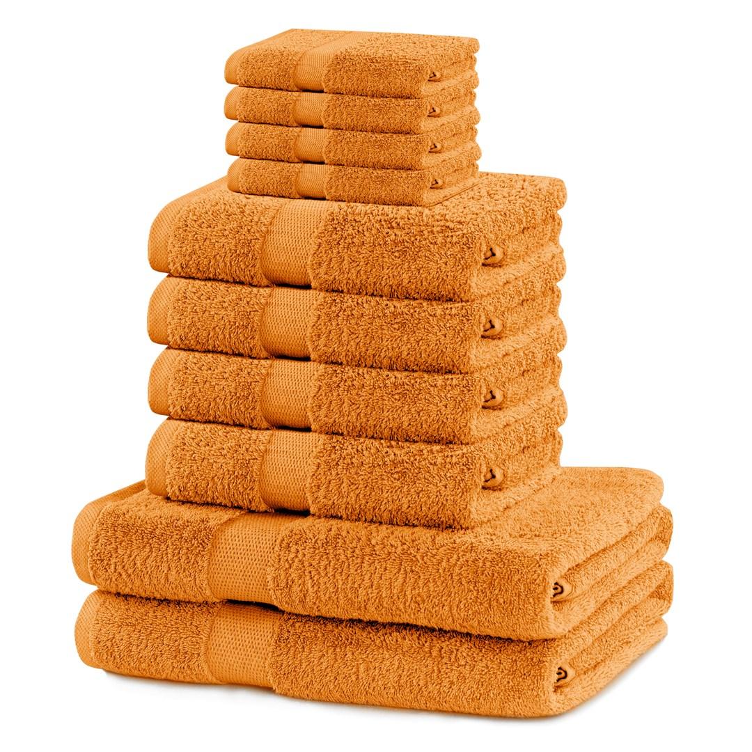 Håndklædesæt 10 dele - Marina, orange, 100 % bomuld