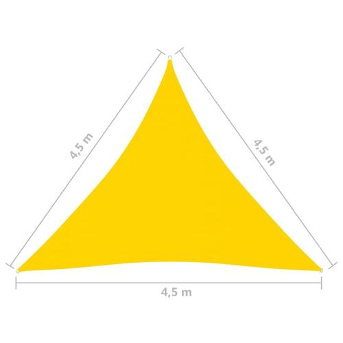 Solsejl 4,5x4,5x4,5 m trekantet oxfordstof gul