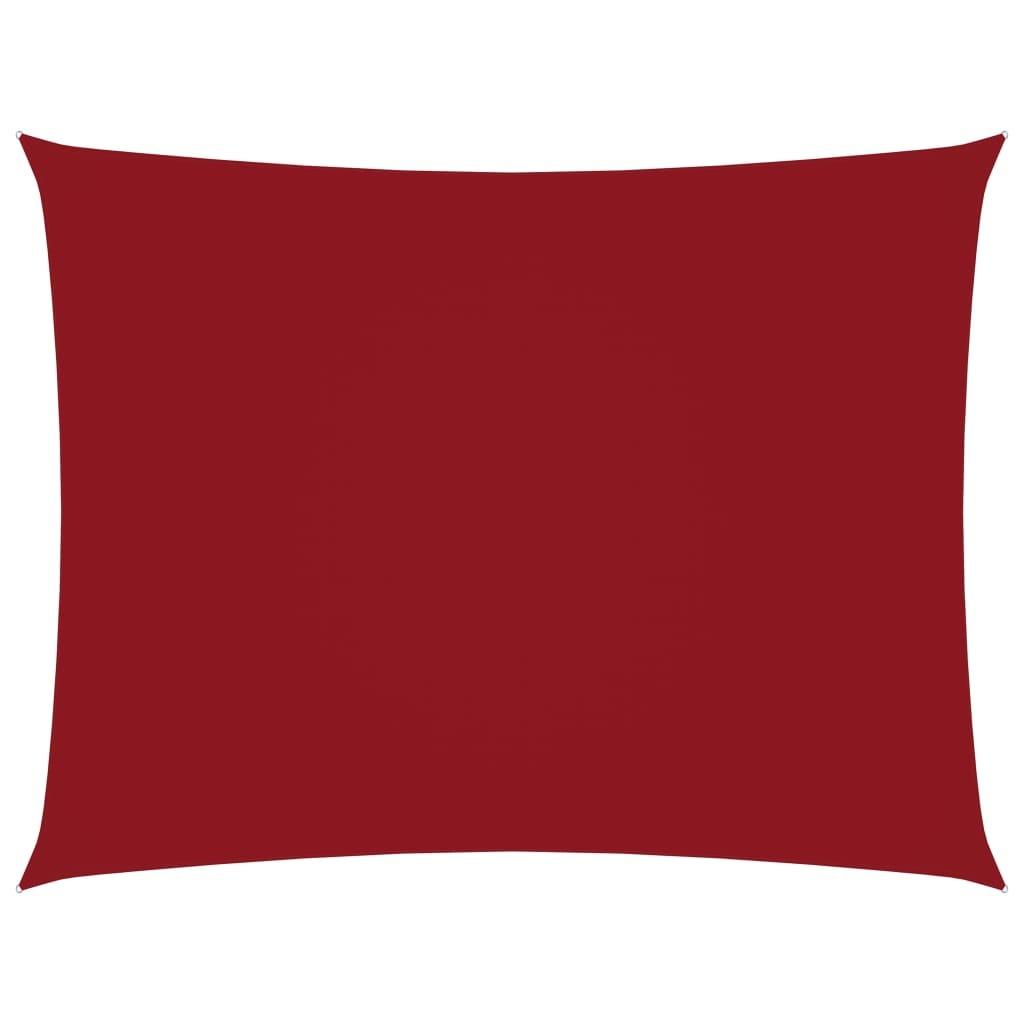Solsejl 6x7 m rektangulær oxfordstof rød