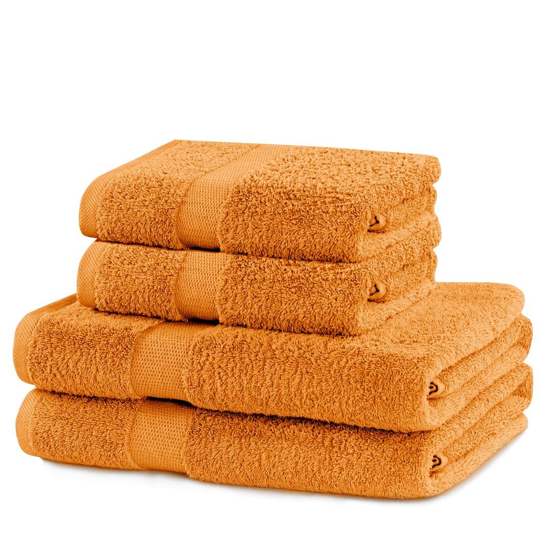 Håndklædesæt 4-dele - Marina, orange (2×70×140 cm + 2×50×100 cm)