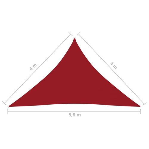 Solsejl 4x4x5,8 m oxfordstof trekantet rød