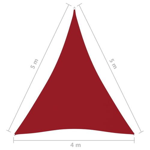 Solsejl 4x5x5 m trekantet oxfordstof rød