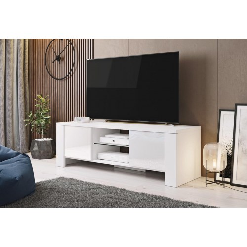 TV-bord Cama MEBLE WEST 130 cm – hvid/højglans