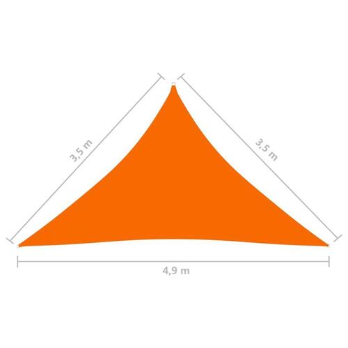 Solsejl 3,5x3,5x4,9 m trekantet oxfordstof orange