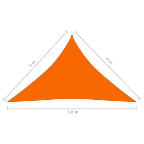 Solsejl 4x4x5,8 m oxfordstof trekantet orange