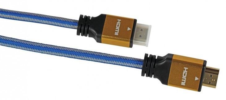 HDMI-kabel 1,5 m – iBox HDMI 2.0, guldbelagte stik, sort/blå billede