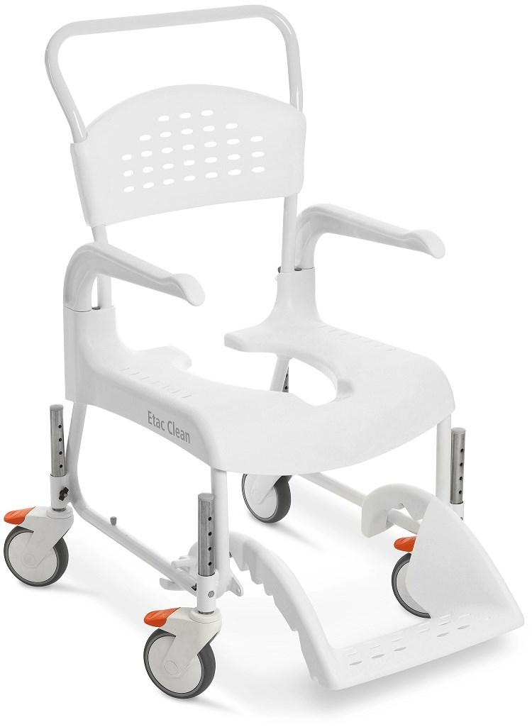 Bade- og toiletkørestol med 2 bremser 55 cm – medpunkt ETAC Clean, hvid