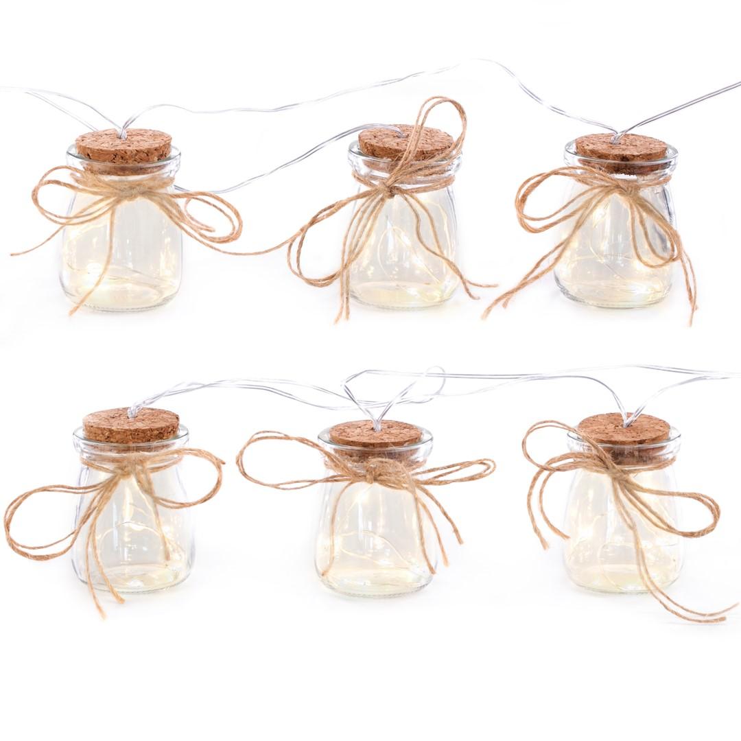 Lyskæde med glasminiature – DecoKing Streada, varm hvid, transparent kabel