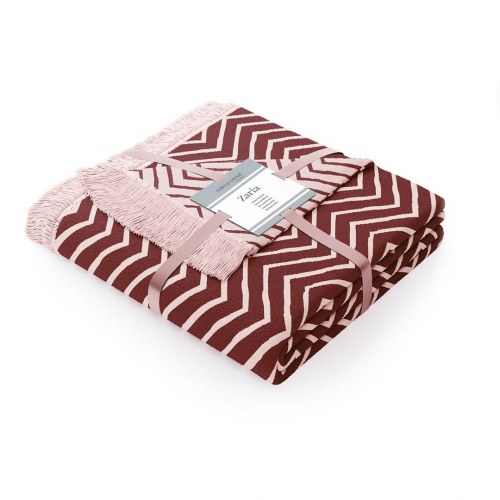 Plaid AmeliaHome Zaria – lyserød, trykt mønster, 150×200 cm