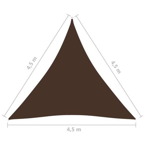 Solsejl 4,5x4,5x4,5 m trekantet oxfordstof brun