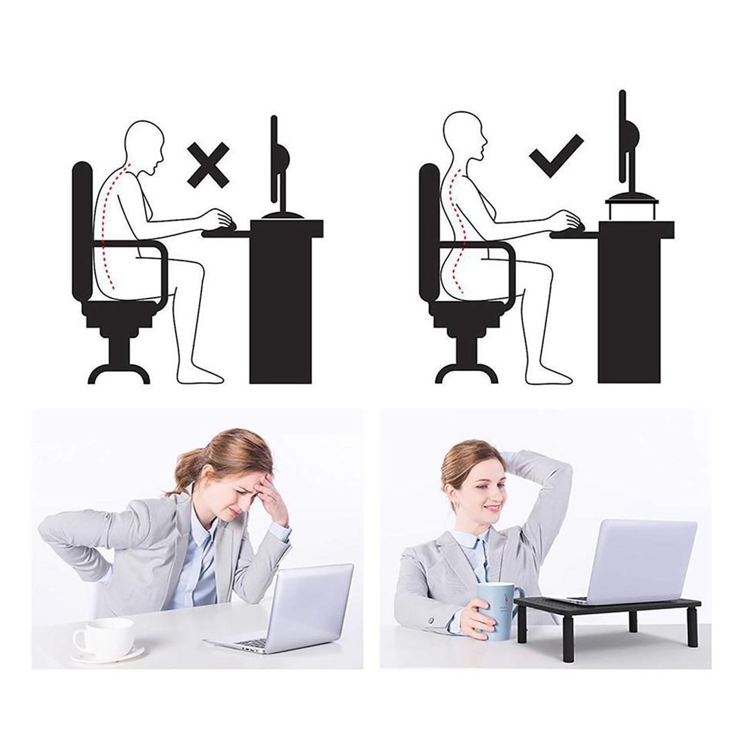 Skærm- og laptopstand Maclean MC-946 13–32" – 3-trins højde, med skuffe, luftet, op til 20 kg