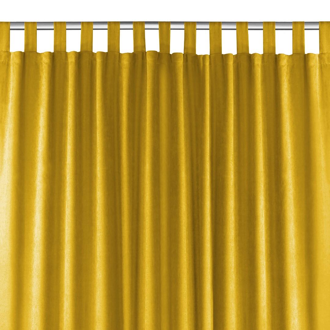Mørklægningsgardin sennepsgul - HOMEDE MILANA, chenille, stropper 10 cm, 420×300 cm