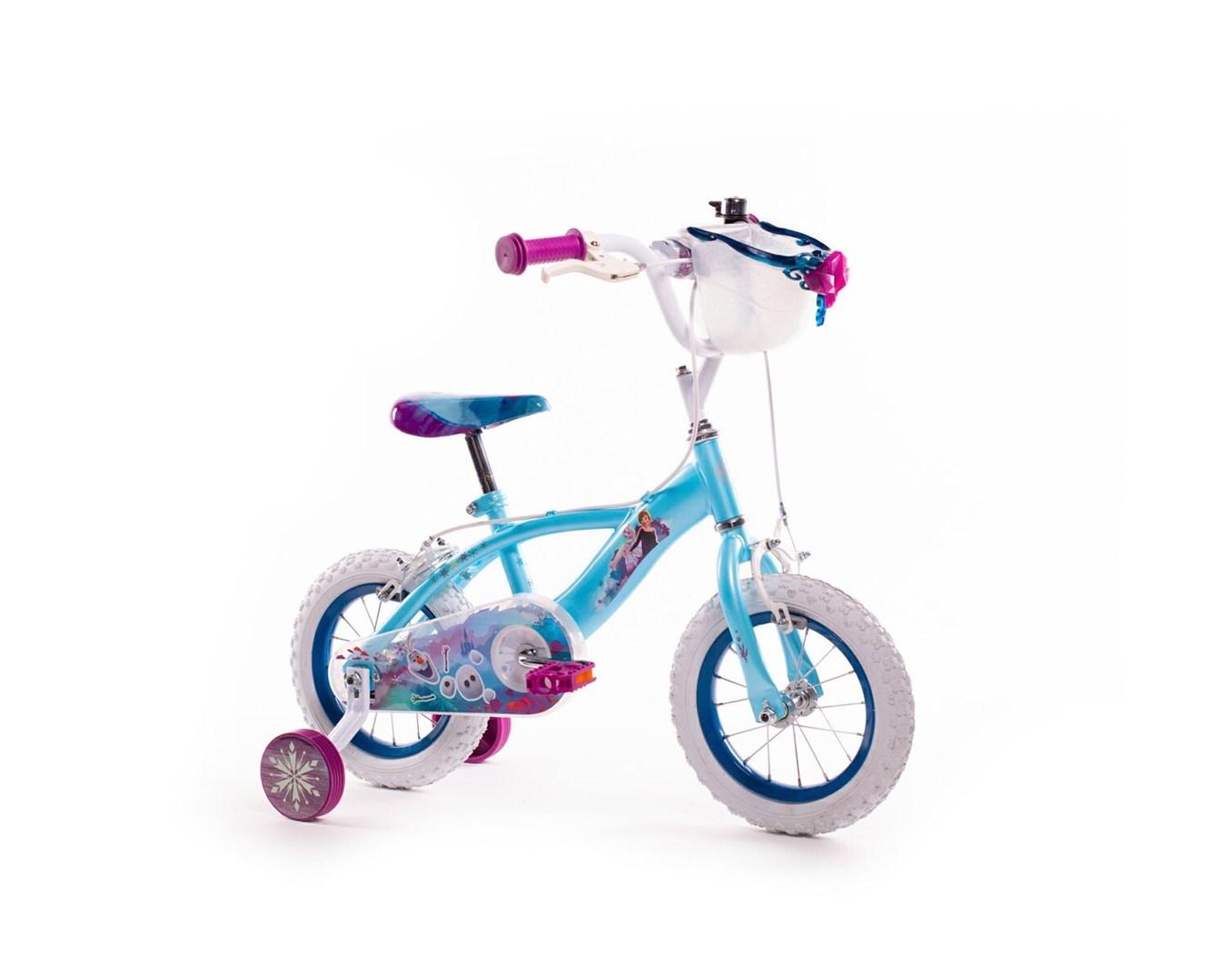 Børnecykel 12" Huffy Frozen - blå/hvid med støttehjul billede