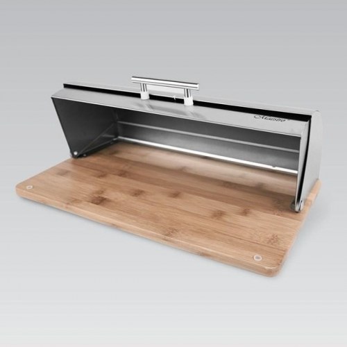 Brødkasse i rustfrit stål – Maestro MR-1672S med bambusbund