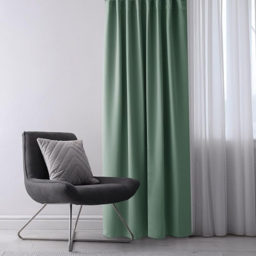 Mørklægningsgardin blackout 140x175 mintgrøn - AmeliaHome med sølv øskner