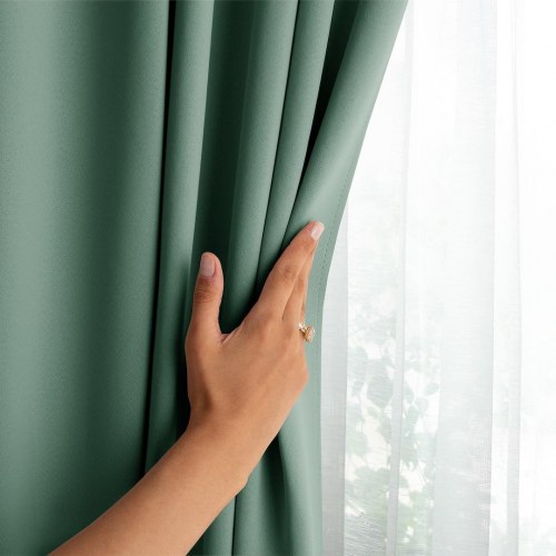 Mørklægningsgardin blackout 140x175 mintgrøn - AmeliaHome med sølv øskner