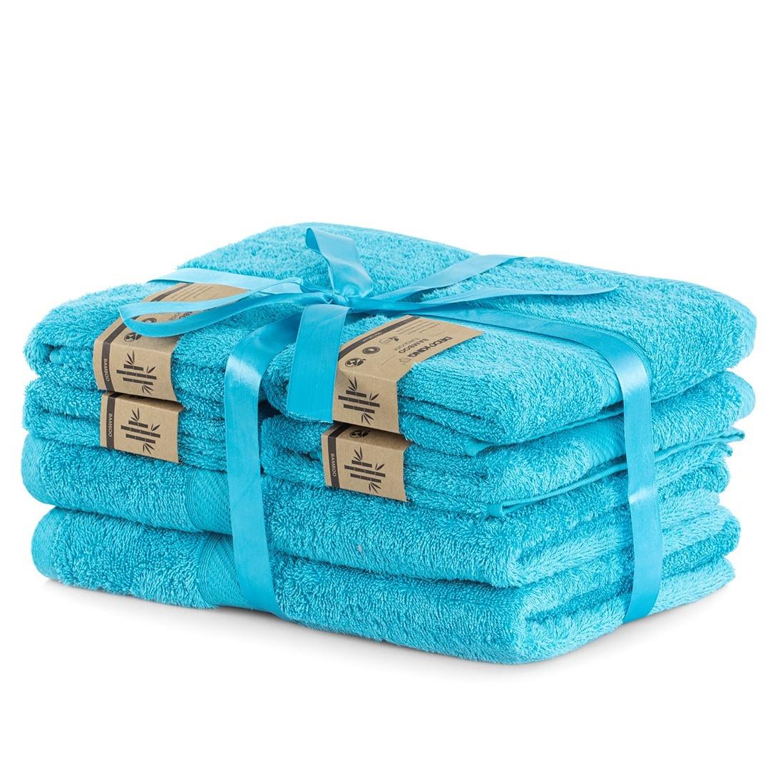 Håndklædesæt DecoKing Bamby - turkis, 2×70×140 + 4×50×100