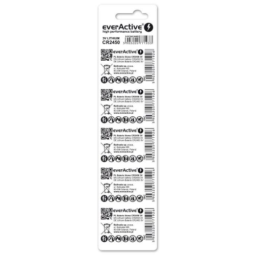 Knappcelle batteri 3V everActive CR2450 - 5 stk.