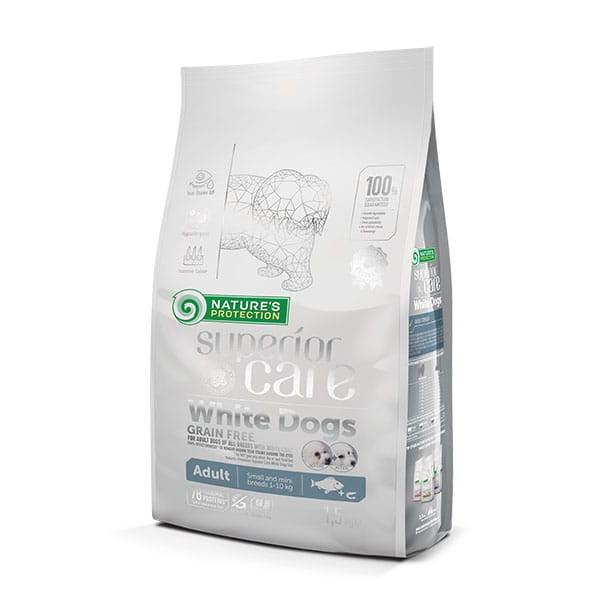 Hundefoder tørfoder NATURE'S PROTECTION Superior Care White Dogs Grain Free Adult Small Białoryba 1,5 kg