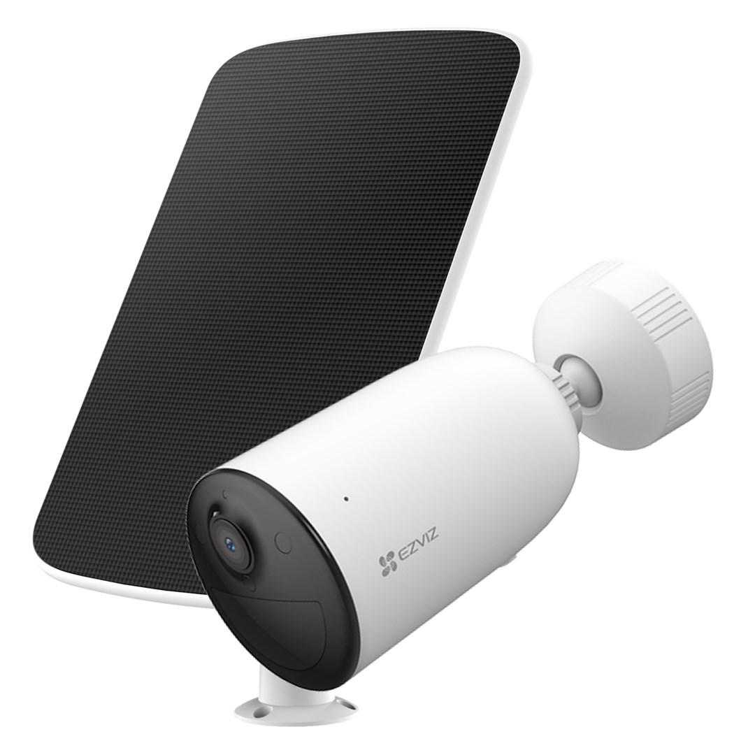 Overvågningskamera med solpanel - Ezviz CB3 2K, batteri 5.200 mAh, hvid