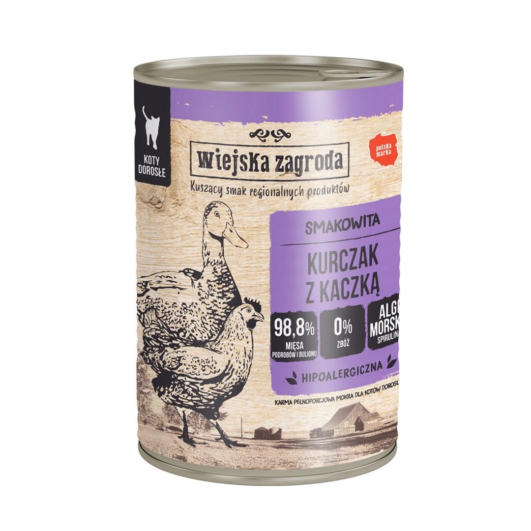 Vådfoder til kat – Wiejska Zagroda kylling med and, 400 g
