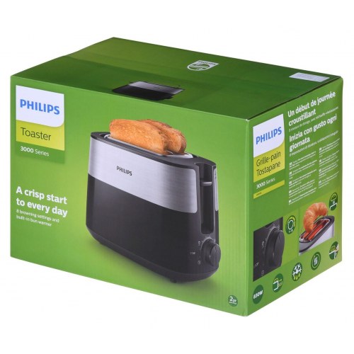 Brødrister Philips Daily Collection HD2516/90 - 2 skiver, 830 W, sort