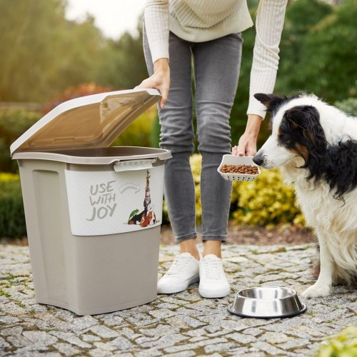 Foderspand 38 l – rotho Archie, beige med hjul