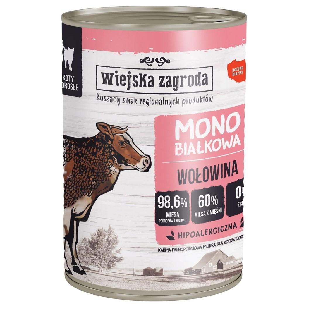 Vådfoder til kat – Wiejska Zagroda Monoprotein oksekød 400 g