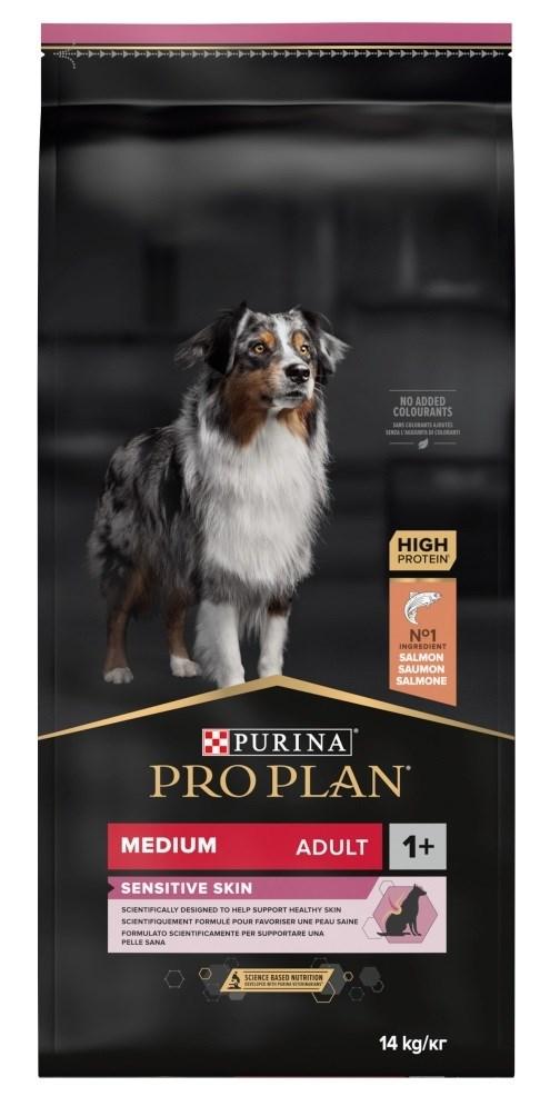 Hundefoder Purina Pro Plan Medium Adult Sensitive Skin, laks – 14 kg