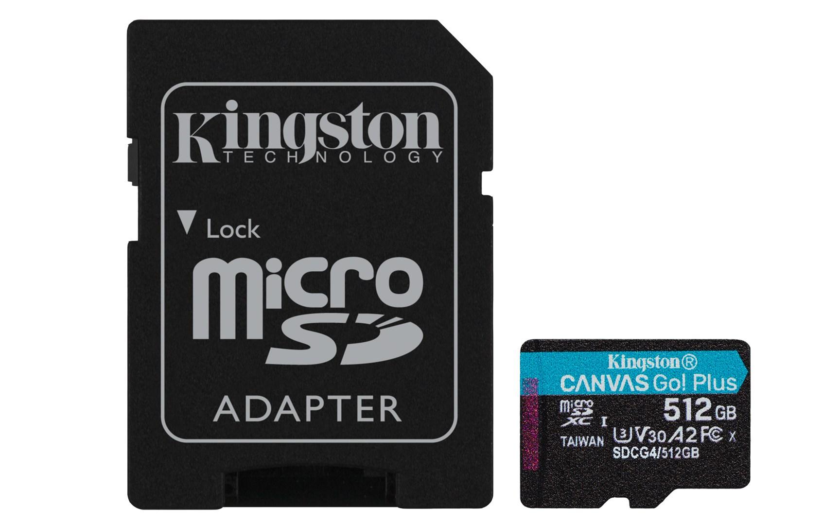 MicroSD-kort 512 GB - Kingston Canvas Go Plus Gen4 A2 U3 V30 200 MB/s inkl. SD-adapter