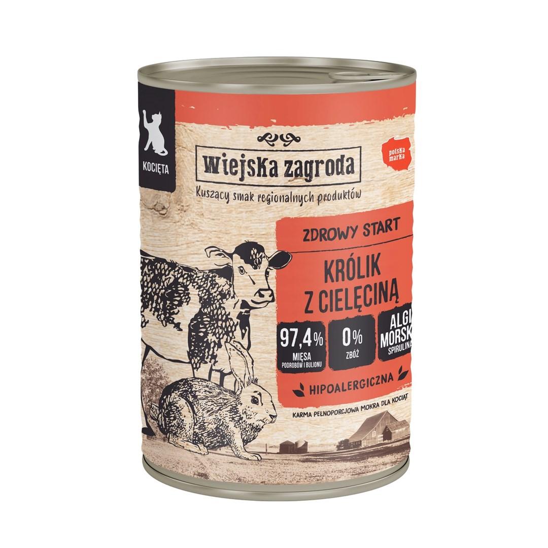 Vådfoder til kat – Wiejska Zagroda Kanin med kalvekød til killinger, 400 g
