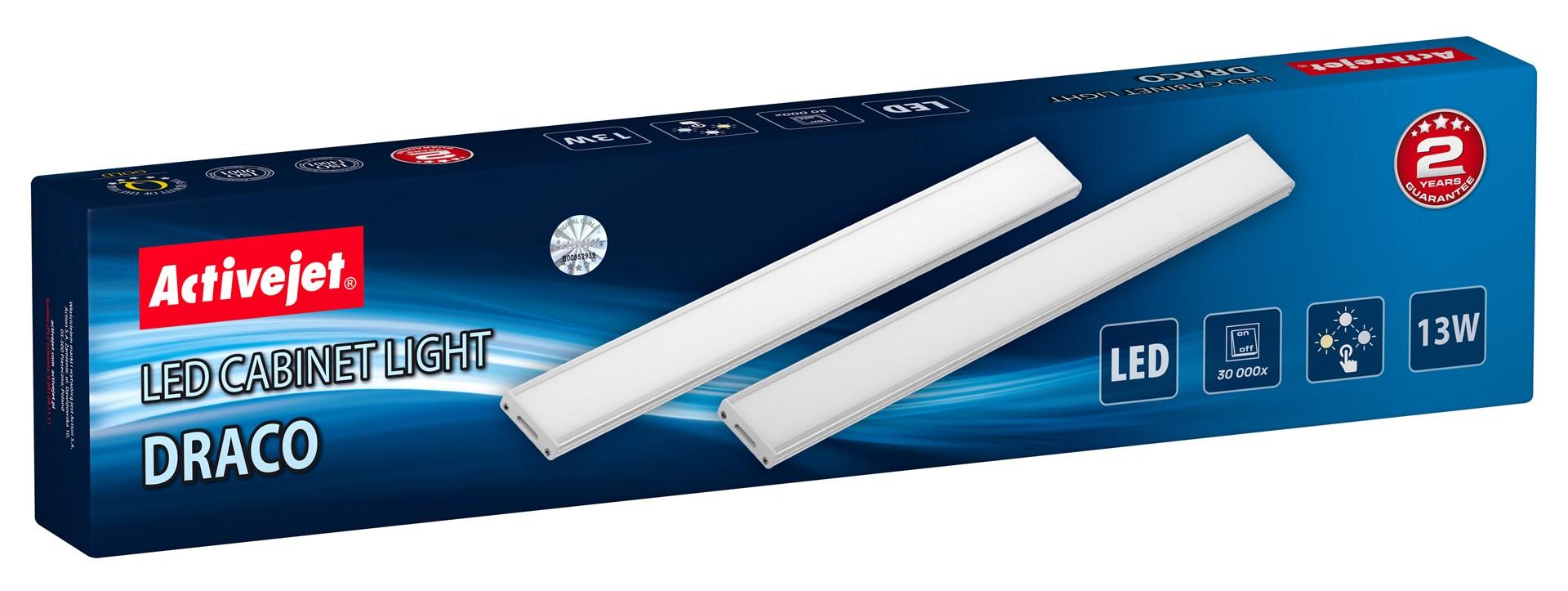 Activejet Sæt med LED-underskabslamper AJE-DRACO, Hvid, Funktionel, Rektangulær, IP20, Garderobe, 160 pære(r )