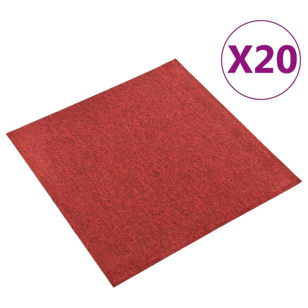 Tæppefliser 20 stk. 5 m² 50x50 cm rød