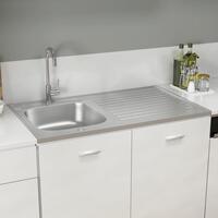Køkkenvask med afløbssæt 1000x600x155 mm rustfrit stål sølv