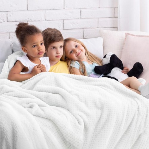 Plaid AmeliaHome SHLEEPY – hvid jacquard, 70×150 cm