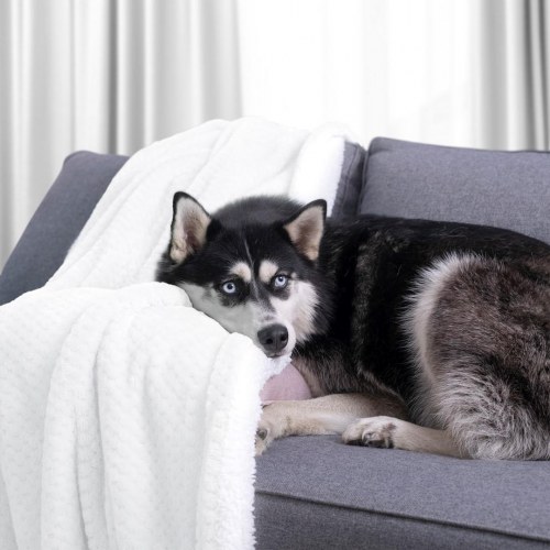 Plaid AmeliaHome SHLEEPY – hvid jacquard, 70×150 cm