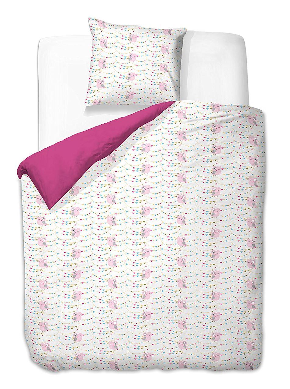 Sengetøj sæt 200x220 cm lyserød DecoKing Owls, inkl. 2 pudebetræk 80x80