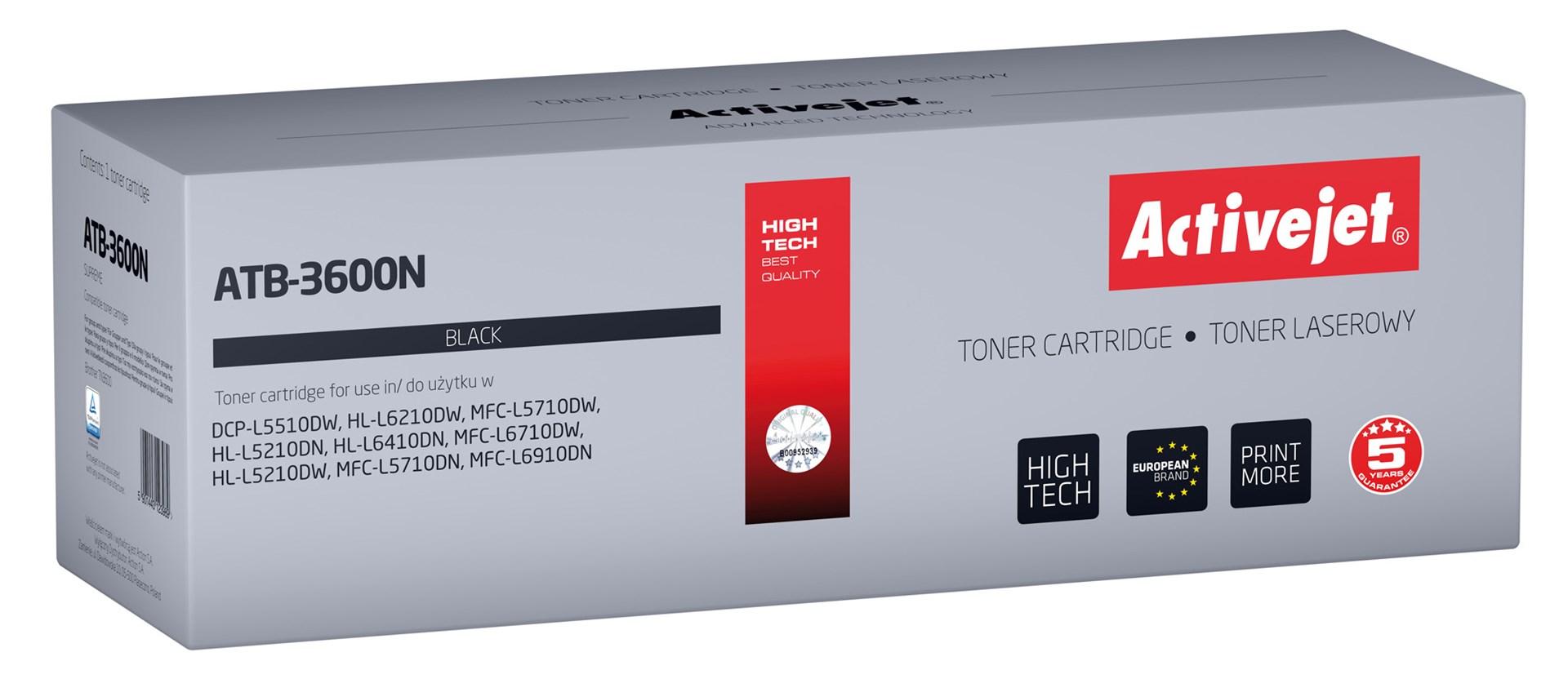 Toner til Brother – Activejet ATB-3600N, sort, TN3600-kompatibel, 3.000 sider
