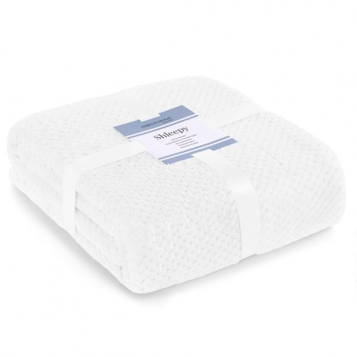 Plaid AmeliaHome Shleepy – hvid, jacquard, 130×180 cm