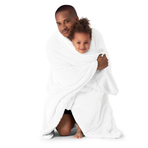 Plaid AmeliaHome Shleepy – hvid, jacquard, 130×180 cm