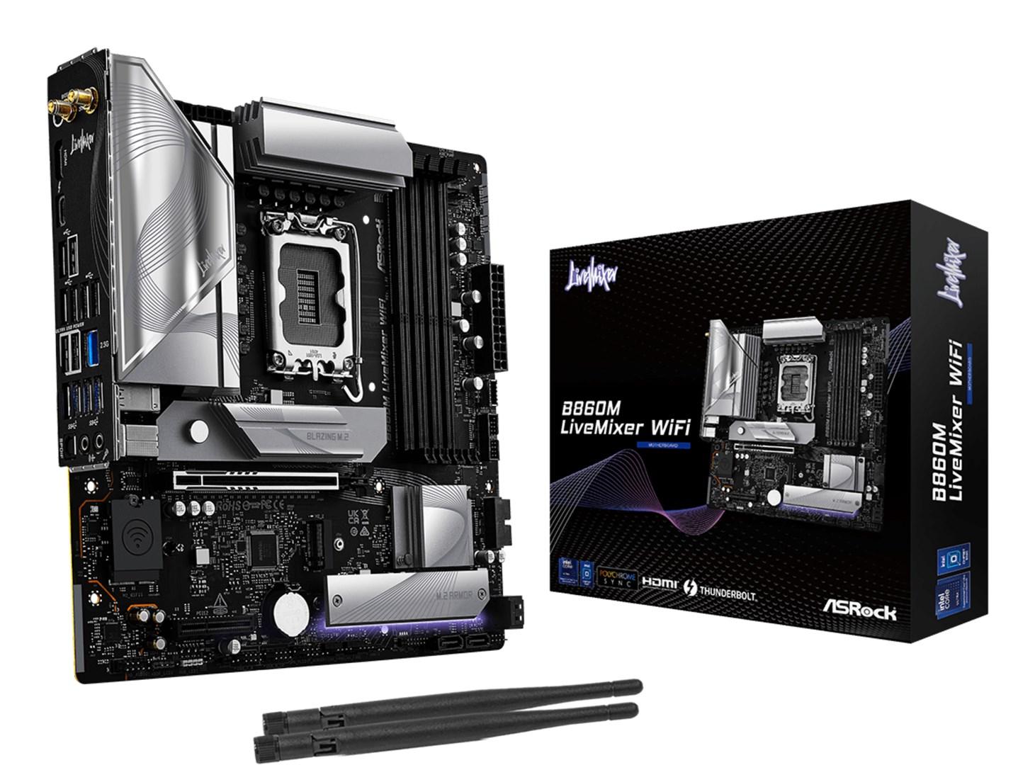 Bundkort Asrock B860M LiveMixer WiFi - Intel B860, LGA 1851, micro ATX billede