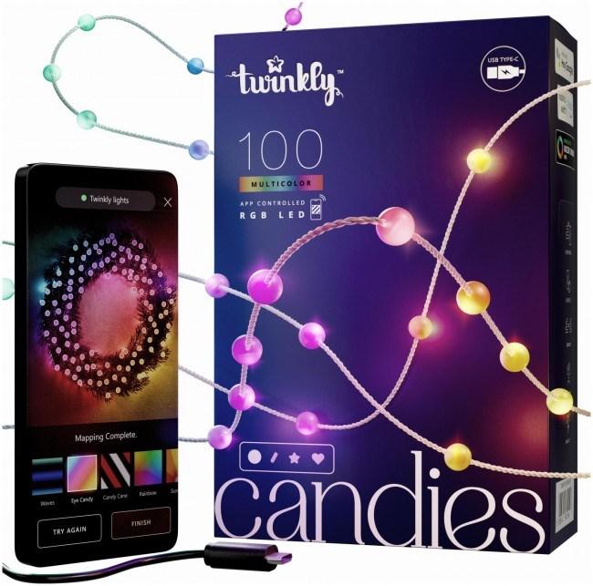 Juletræslys LED Twinkly Candies, 6 m, 100 perleformede RGB-lys